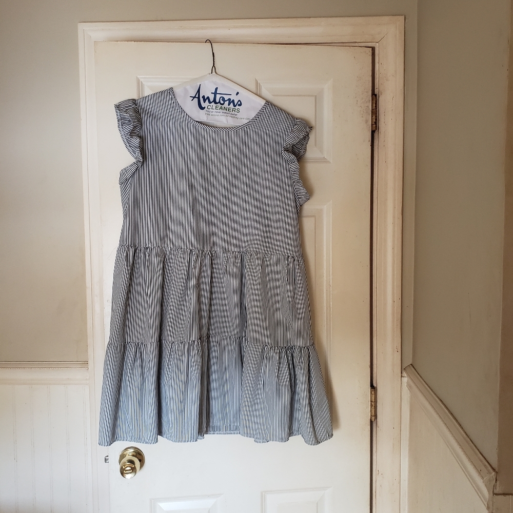 Blue and White striped baby doll dress
